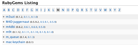 Listing of RubyGems